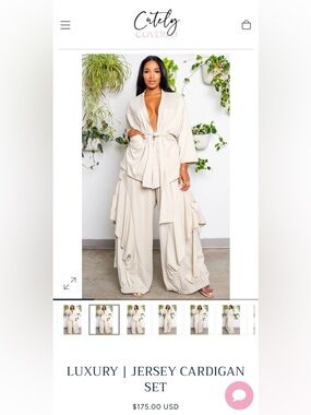 Cutely Covered Wide-Leg Jersey Cardigan Set